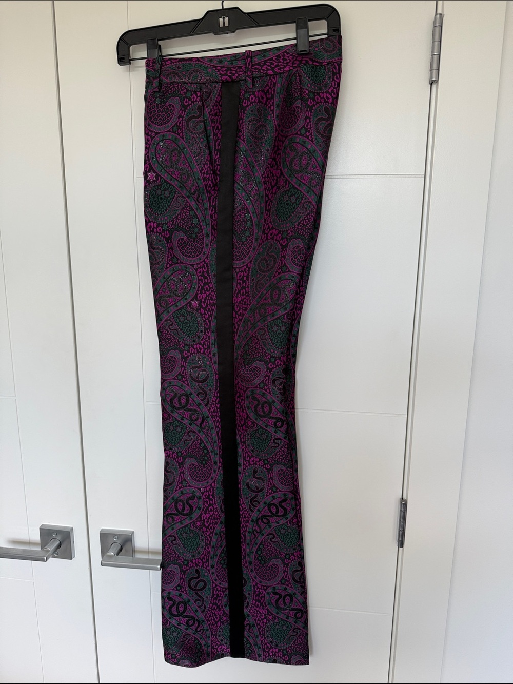 Roberto Cavalli Purple & Green Paisley Double-Breasted Blazer & Pants Set - Picture 3 of 4